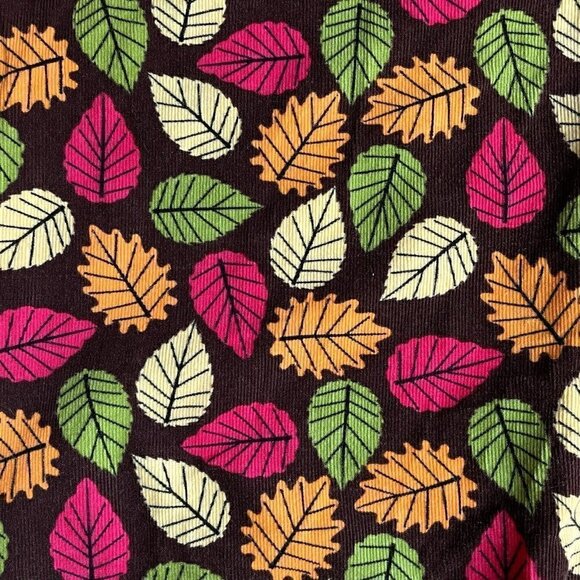 Fall Leaves Corduroy Mini Skirt Handmade Brown & Multicolor Women’s L 14 - Picture 3 of 6